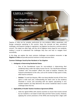 Tax Litigation in India Common Challenges Faced by Non-Residents and How to Overcome Them
