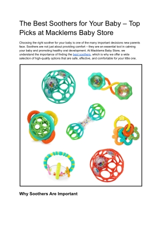 The Best Soothers for Your Baby – Top Picks at Macklems Baby Store