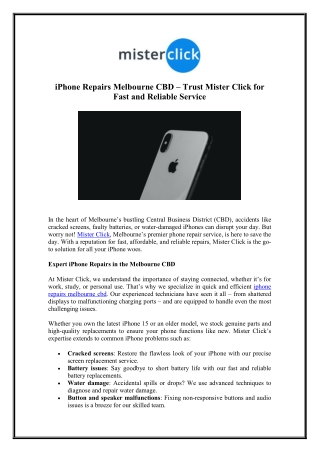 Visit Us for iPhone Repairs CBD - Mister Click