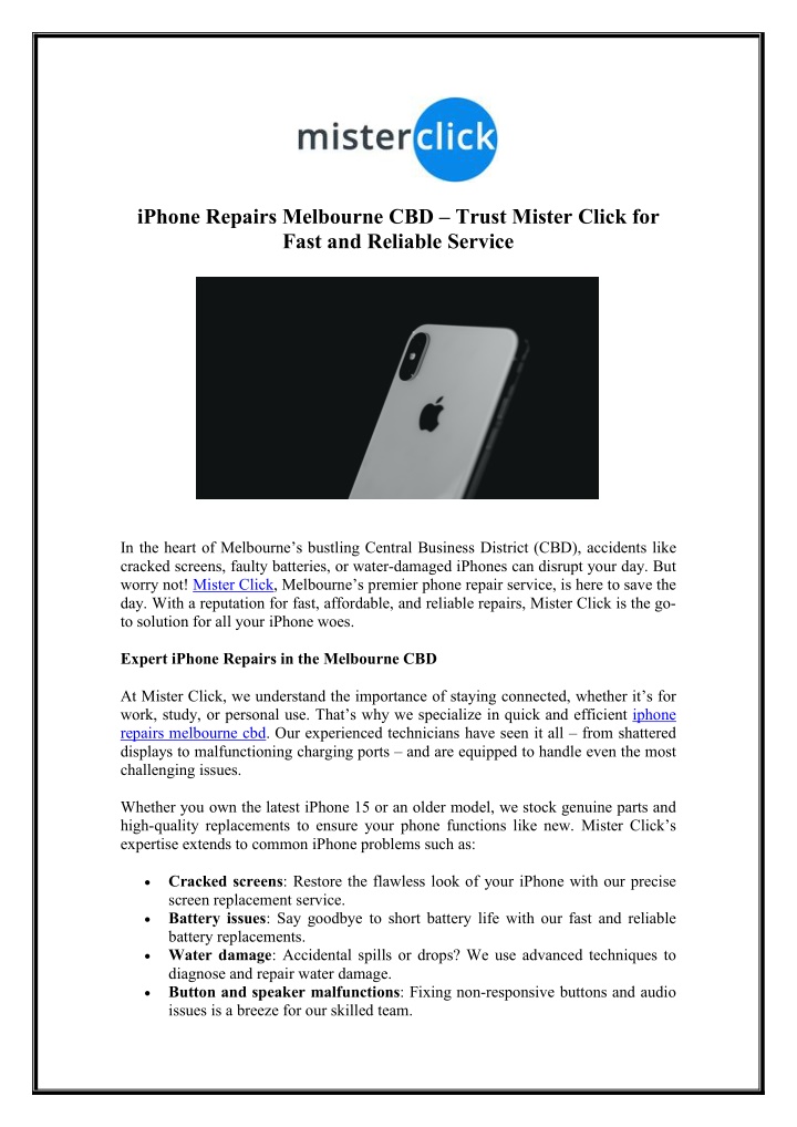 iphone repairs melbourne cbd trust mister click