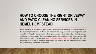 How to Choose the Right Driveway and Patio Cleaning Services in Hemel Hempstead
