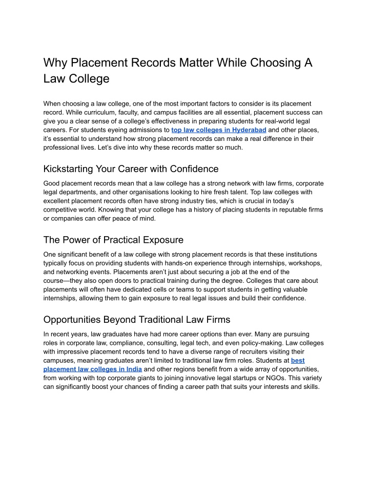 why placement records matter while choosing