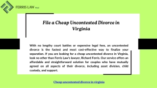 File a Cheap Uncontested Divorce in Virginia