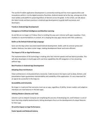 the world of mobile application development