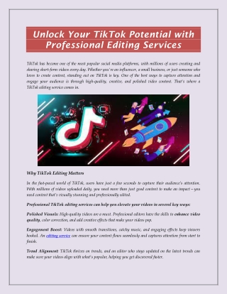 Unlock Your TikTok Potential with Professional Editing Services