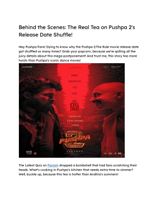 behind the scenes the real tea on pushpa