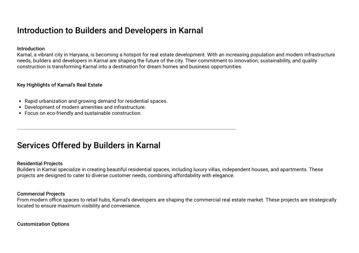 introduction to builders and developers in karnal