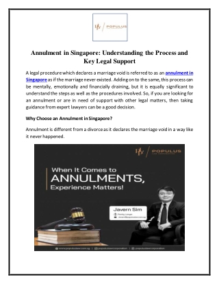 Annulment in Singapore - Understanding the Process and Key Legal Support