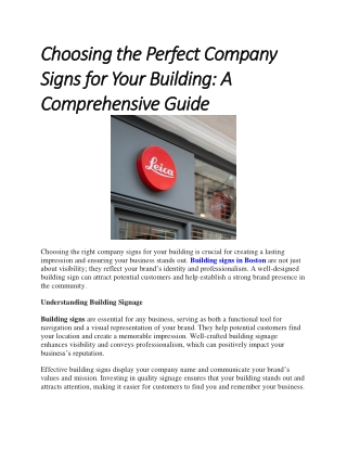 Choosing the Perfect Company Signs for Your Building A Comprehensive Guide