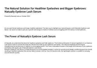The Natural Solution for Healthier Eyelashes and Bigger Eyebrows: Natually Eyebr