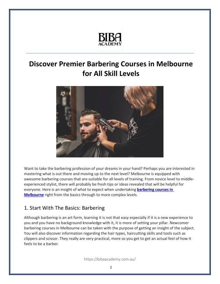 discover premier barbering courses in melbourne