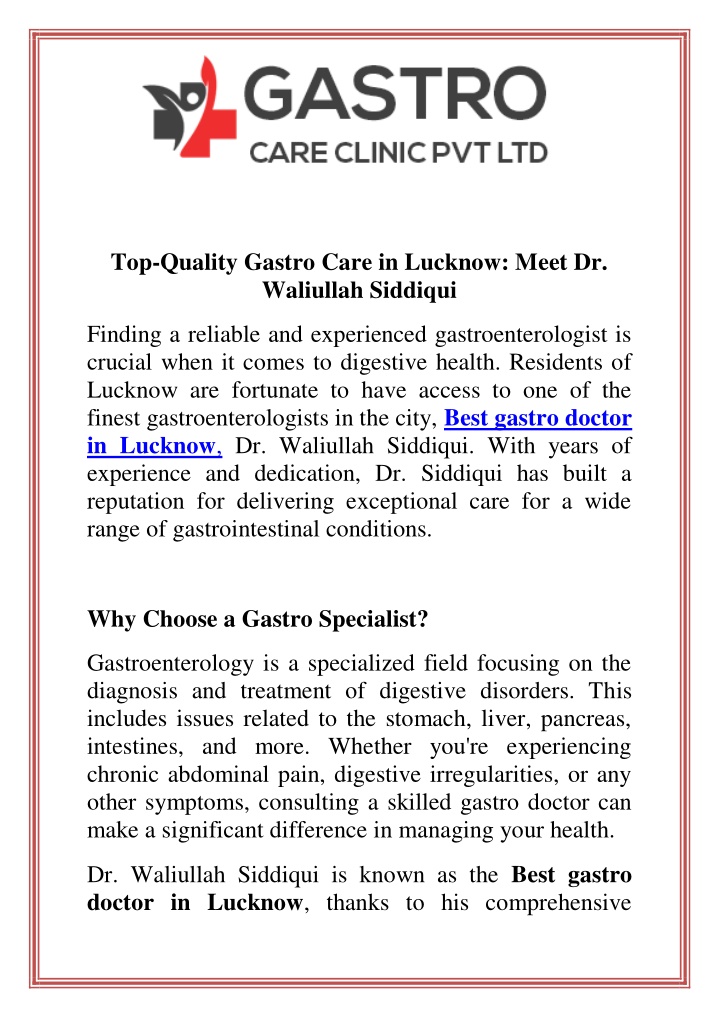 top quality gastro care in lucknow meet