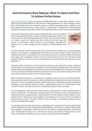 Semi-Permanent Brow Makeup - What To Expect And How To Achieve Perfect Brows