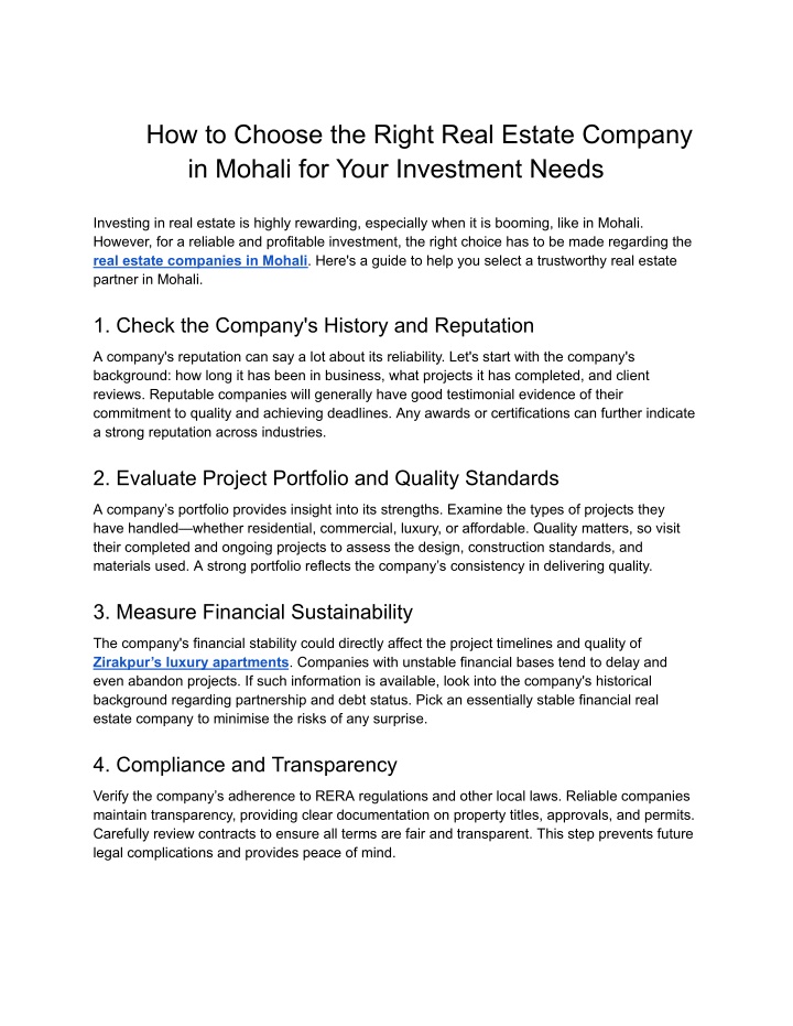 how to choose the right real estate company