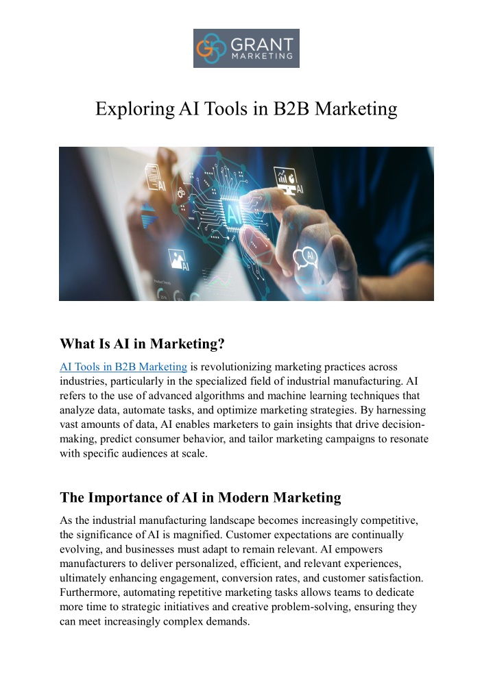 exploring ai tools in b2b marketing