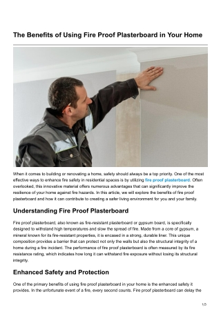 -The Benefits of Using Fire Proof Plasterboard in Your Home