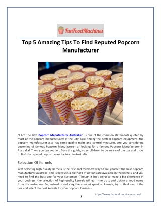 Top 5 Amazing Tips To Find Reputed Popcorn Manufacturer