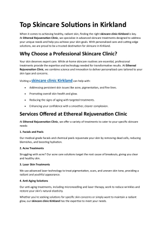 Top Skincare Solutions in Kirkland