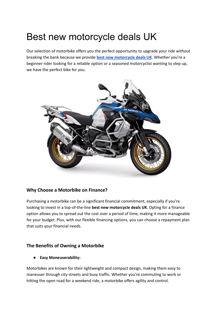 best new motorcycle deals uk