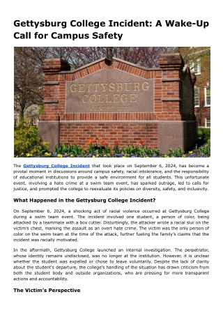 gettysburg college incident a wake up call