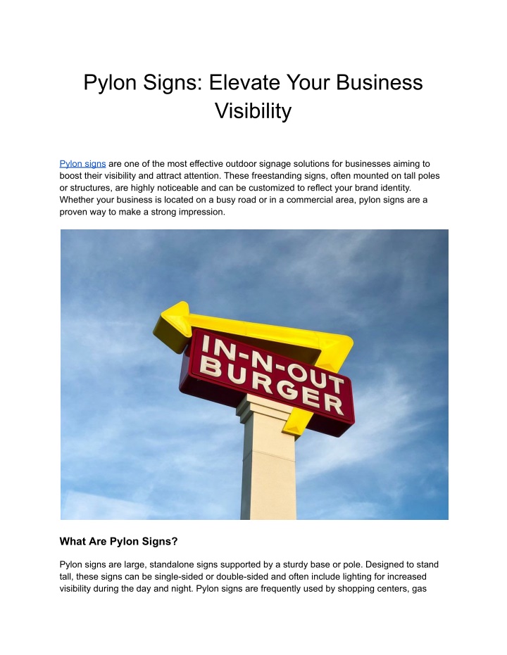 pylon signs elevate your business visibility