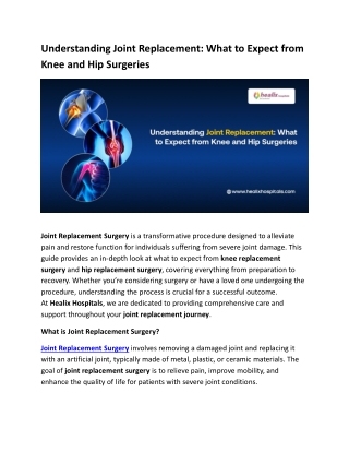 Understanding Joint Replacement: What to Expect from Knee and Hip Surgeries