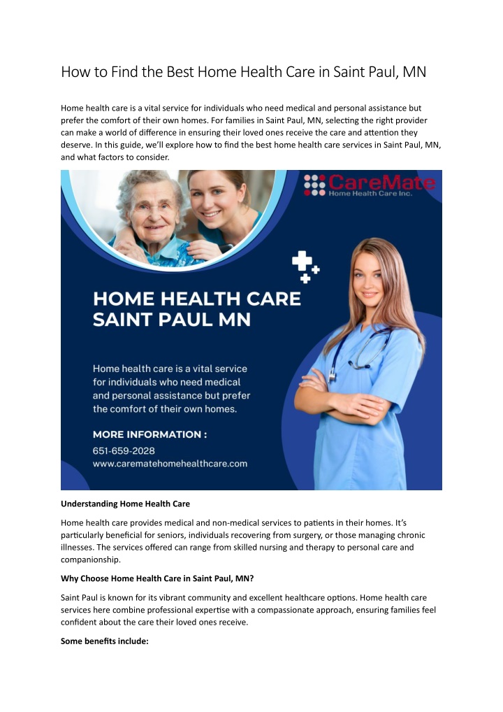 how to find the best home health care in saint