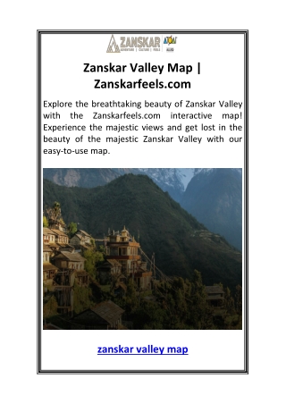 Zanskar Valley Map  Zanskarfeels.com