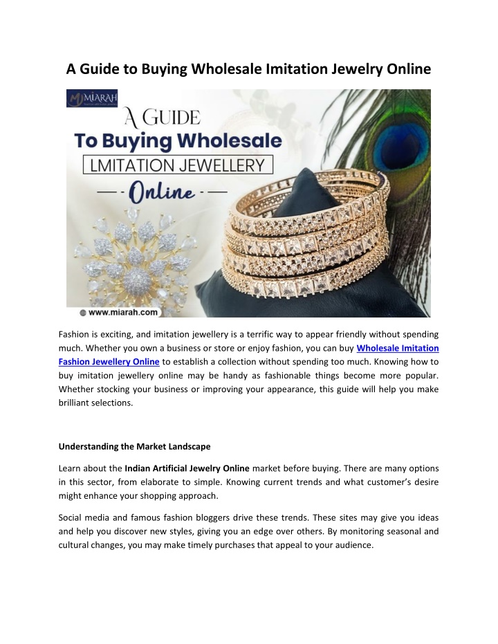 a guide to buying wholesale imitation jewelry