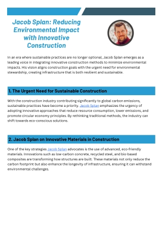 jacob splan reducing environmental impact with