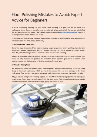 Floor Polishing Mistakes to Avoid Expert Advice for Beginners