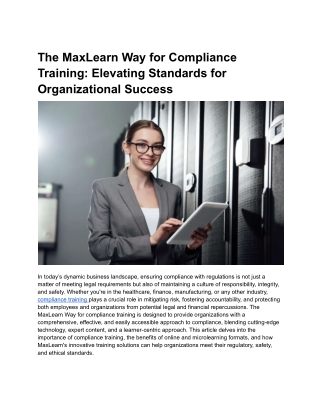 the maxlearn way for compliance training