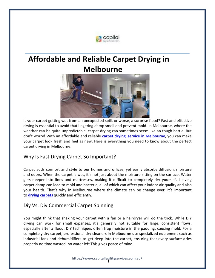 affordable and reliable carpet drying in melbourne