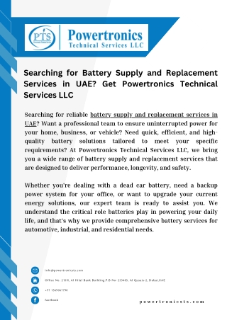 Searching for Battery Supply and Replacement Services in UAE?