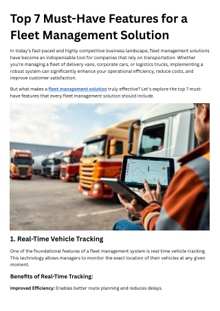 Top 7 Must-Have Features for a Fleet Management Solution