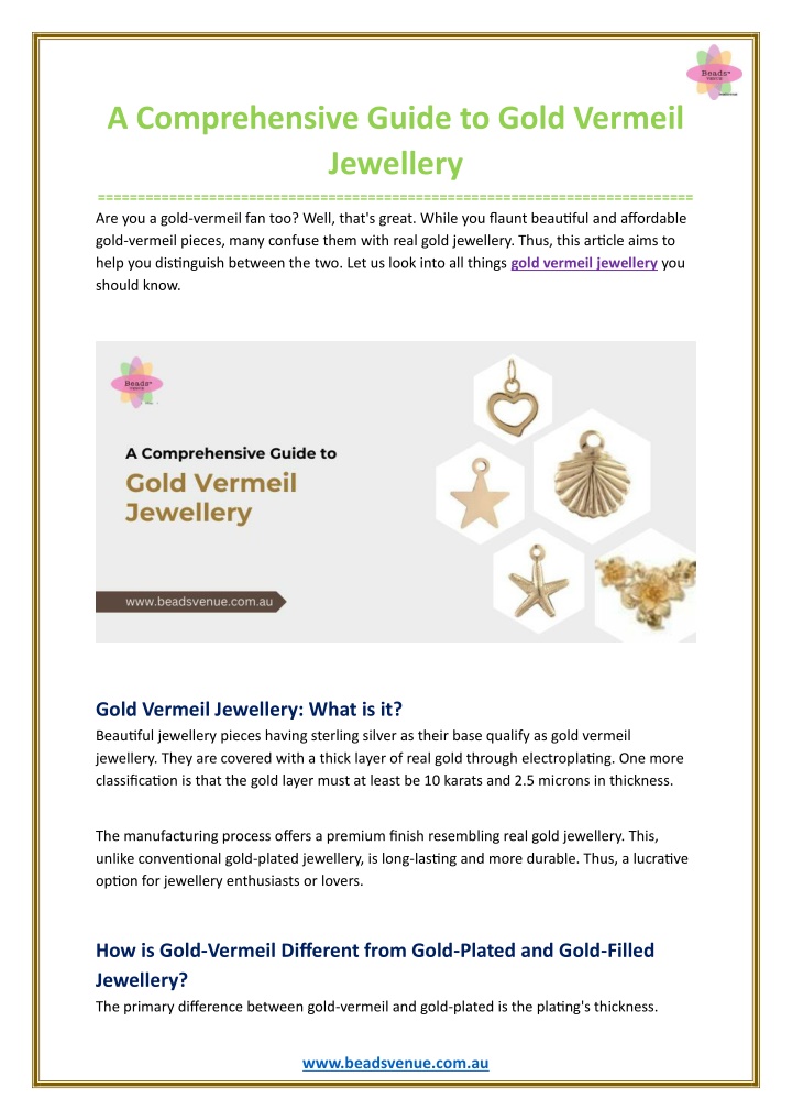 a comprehensive guide to gold vermeil jewellery