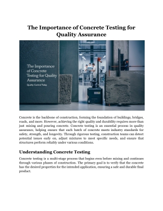 the importance of concrete testing for quality