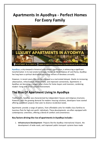 Premium Apartments In Ayodhya For A Modern Lifestyle