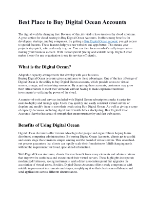 Buy Digital Ocean Accounts 2024