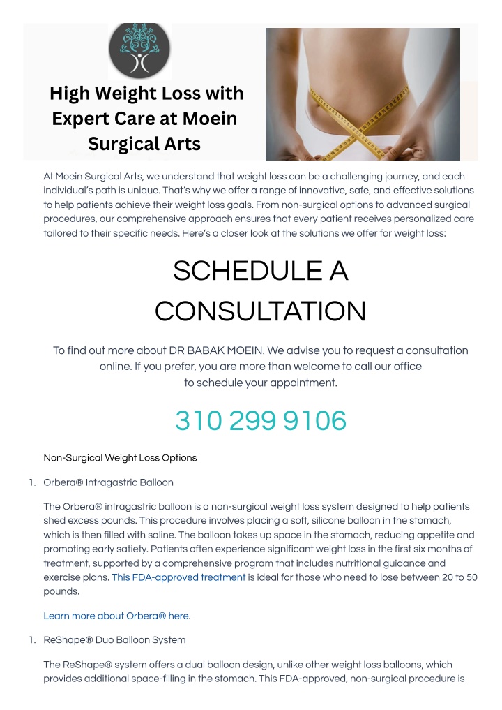 high weight loss with expert care at moein