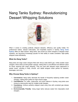 Nang Tanks Sydney_ Revolutionizing Dessert Whipping Solutions