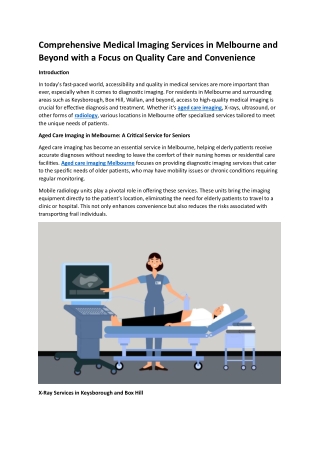 Comprehensive Medical Imaging Services in Melbourne and Beyond with a Focus on Q