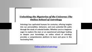 Unlocking the Mysteries of the Universe: The Online School of Astrology