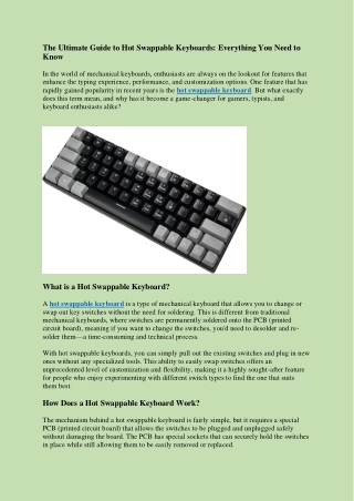 The Ultimate Guide to Hot Swappable Keyboards Everything You Need to Know