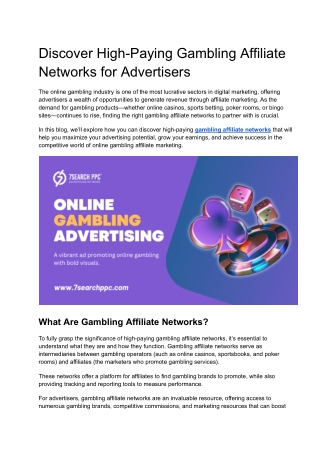 Discover High-Paying Gambling Affiliate Networks for Advertisers