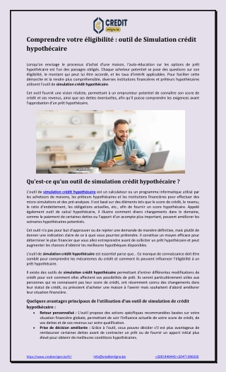 Comprendre votre éligibilité : outil de Simulation crédit hypothécaire