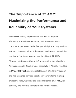 The Importance of IT AMC - Maximizing the Performance and Reliability of Your Systems (2)
