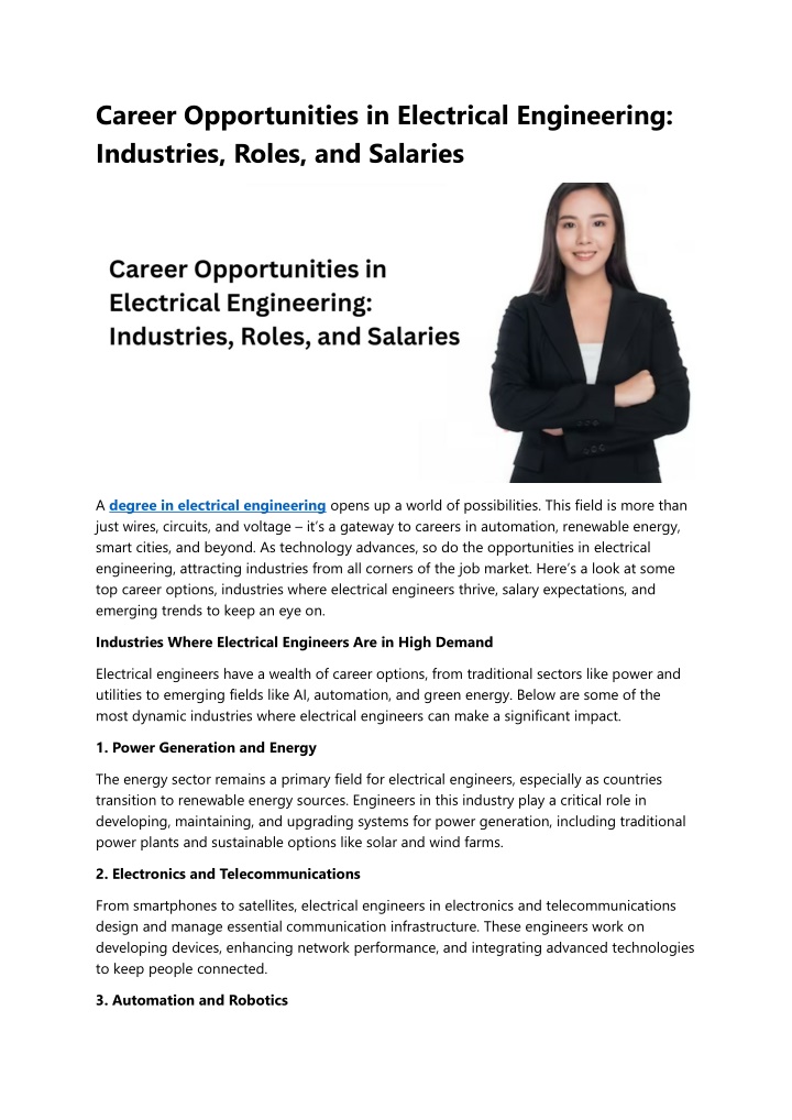 career opportunities in electrical engineering