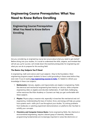 Engineering Course Prerequisites What You Need to Know Before Enrolling