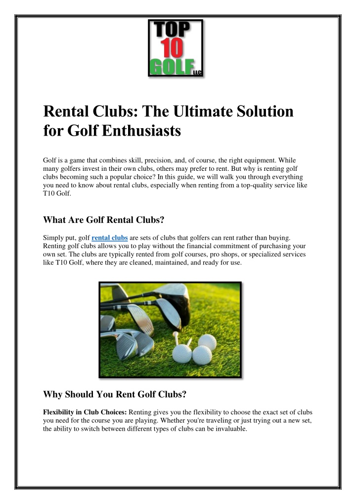 rental clubs the ultimate solution for golf